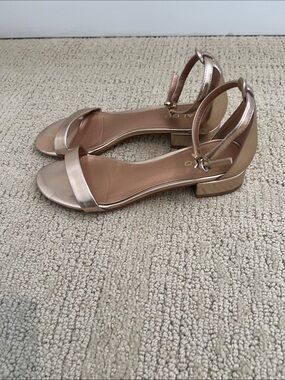 Aldo Rose Gold Metallic Ankle-Strap Heels